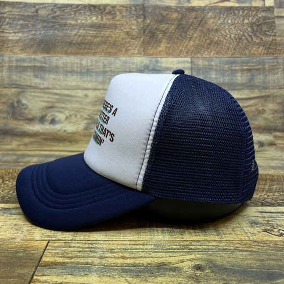 Woody Guthrie There's A Better World A-Coming Mens Trucker Hat Navy Ball Cap - Picture 4 of 8